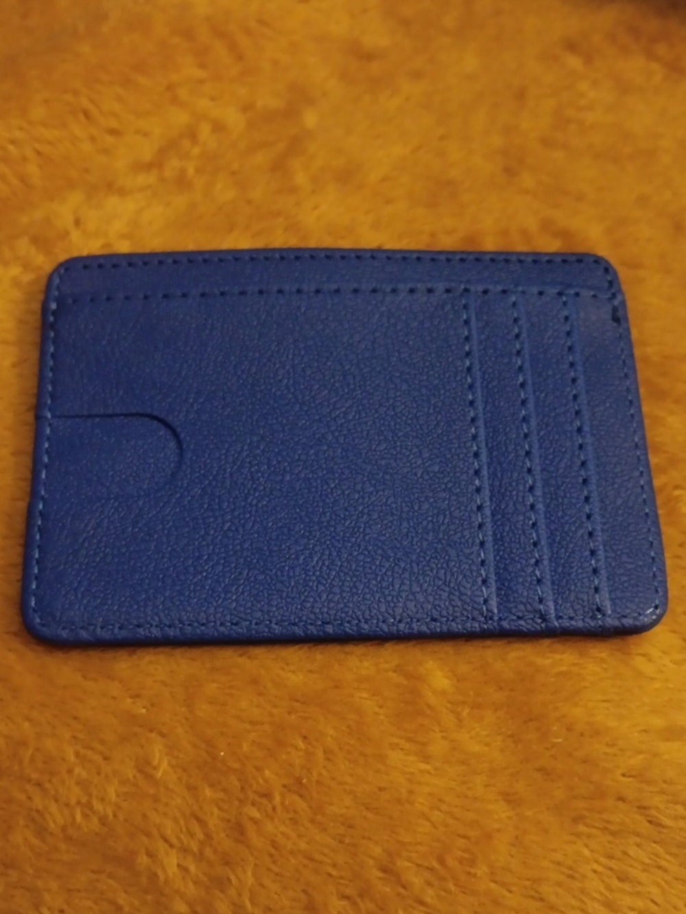 Slim Blue Leather Card Holder